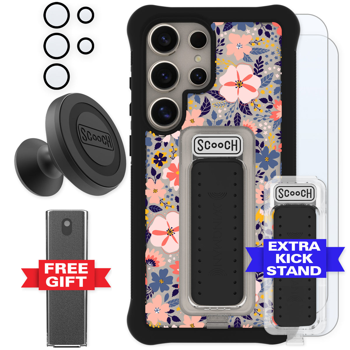Scooch Wingman Wildflowers for Galaxy S24 Ultra — Defender Bundle