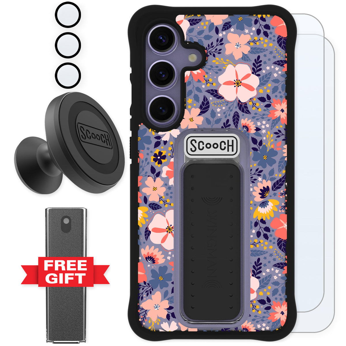Scooch Wingman Wildflowers for Galaxy S24 — Defender Bundle