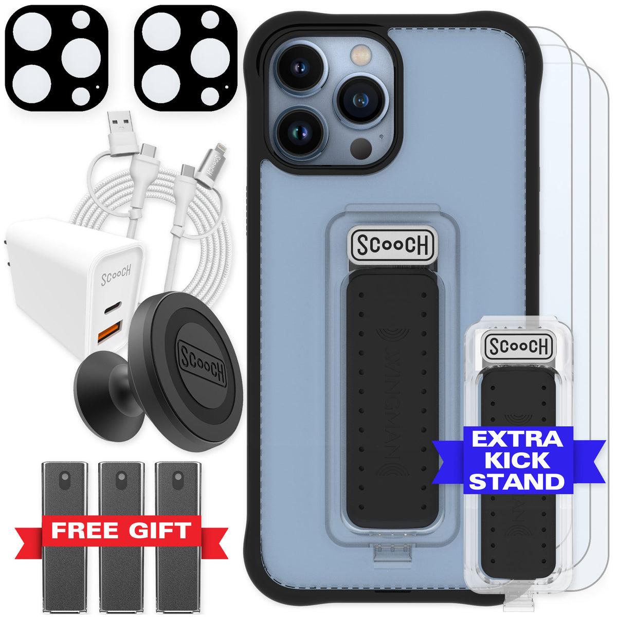 Scooch Wingman Tuxedo Clear for iPhone 13 Pro Max — Ultimate Bundle