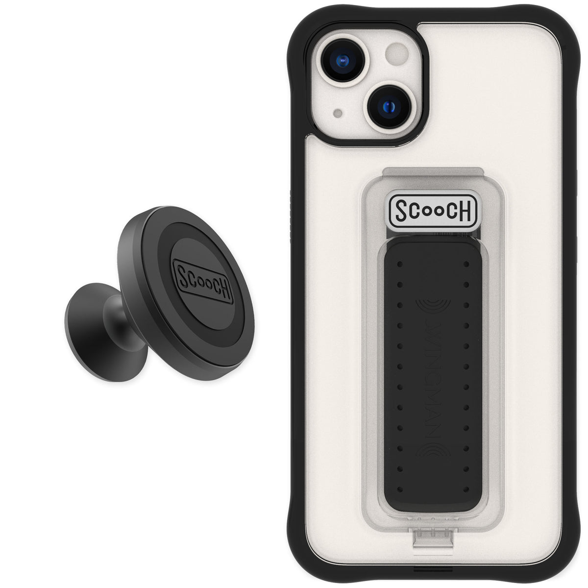 Scooch Wingman Tuxedo Clear for iPhone 13 — Starter Bundle