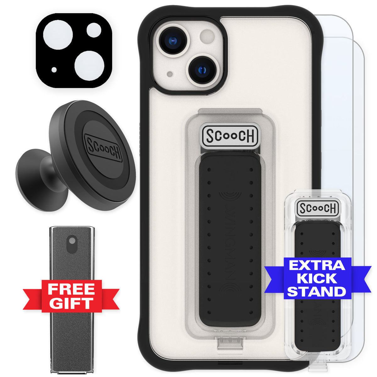 Scooch Wingman Tuxedo Clear for iPhone 13 — Defender Bundle