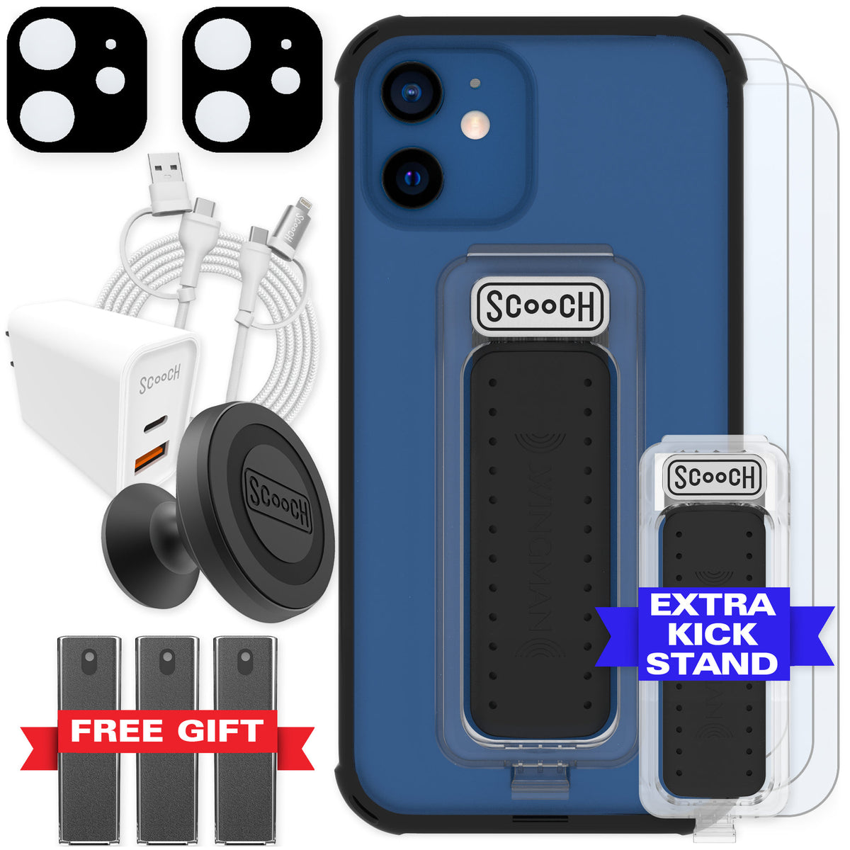Scooch Wingman Tuxedo Clear for iPhone 12 — Ultimate Bundle