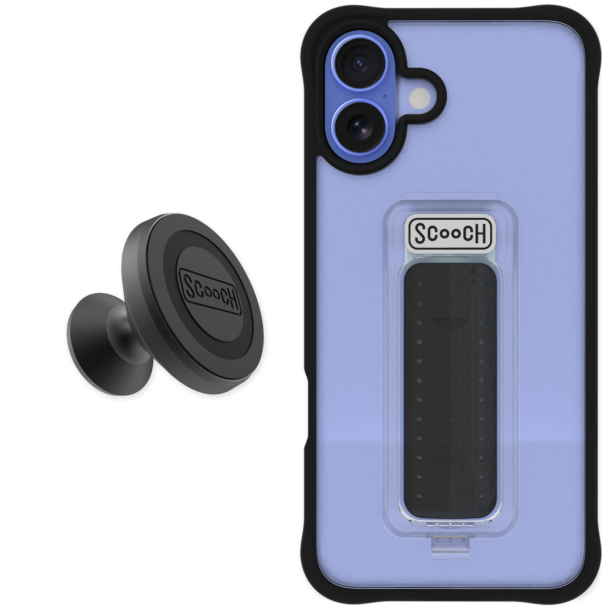 Scooch Wingman Tuxedo Clear for iPhone 16 Plus — Starter Bundle