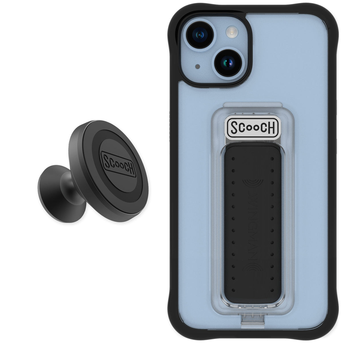 Scooch Wingman Tuxedo Clear for iPhone 14 — Starter Bundle