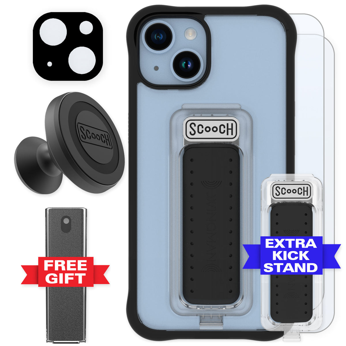 Scooch Wingman Tuxedo Clear for iPhone 14 — Defender Bundle