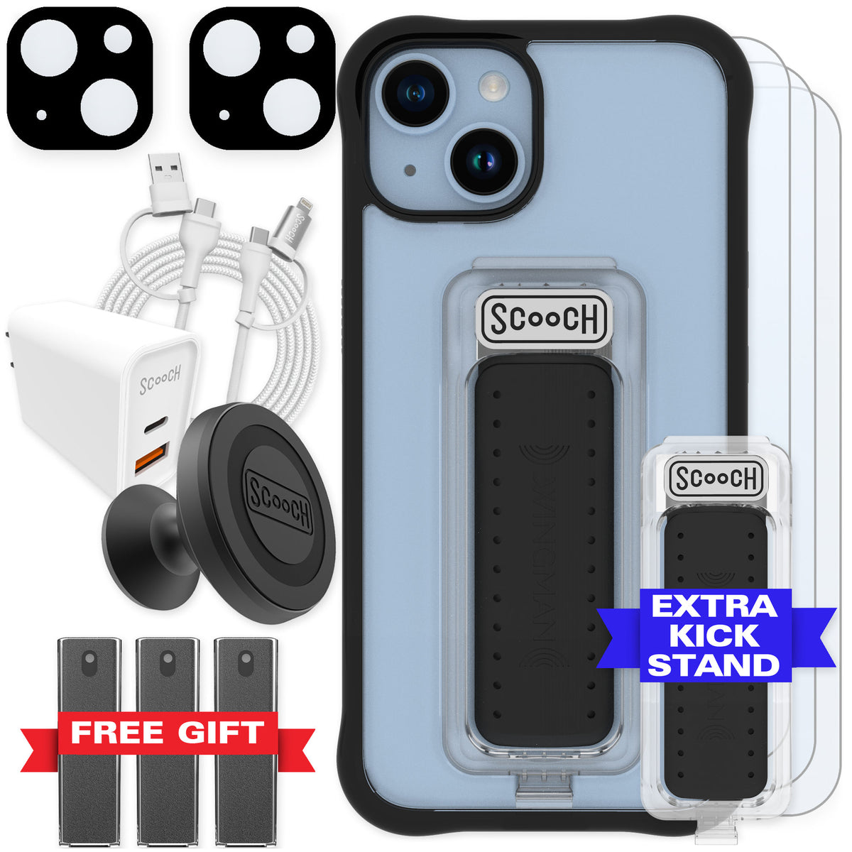 Scooch Wingman Tuxedo Clear for iPhone 14 — Ultimate Bundle