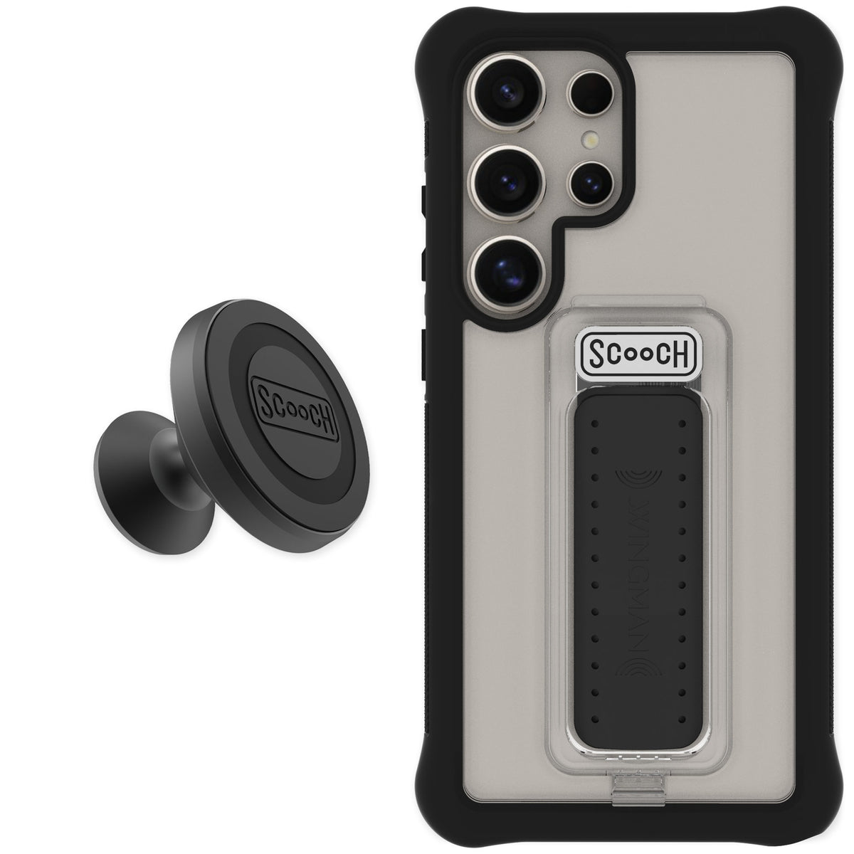 Scooch Wingman Tuxedo Clear for Galaxy S24 Ultra — Starter Bundle
