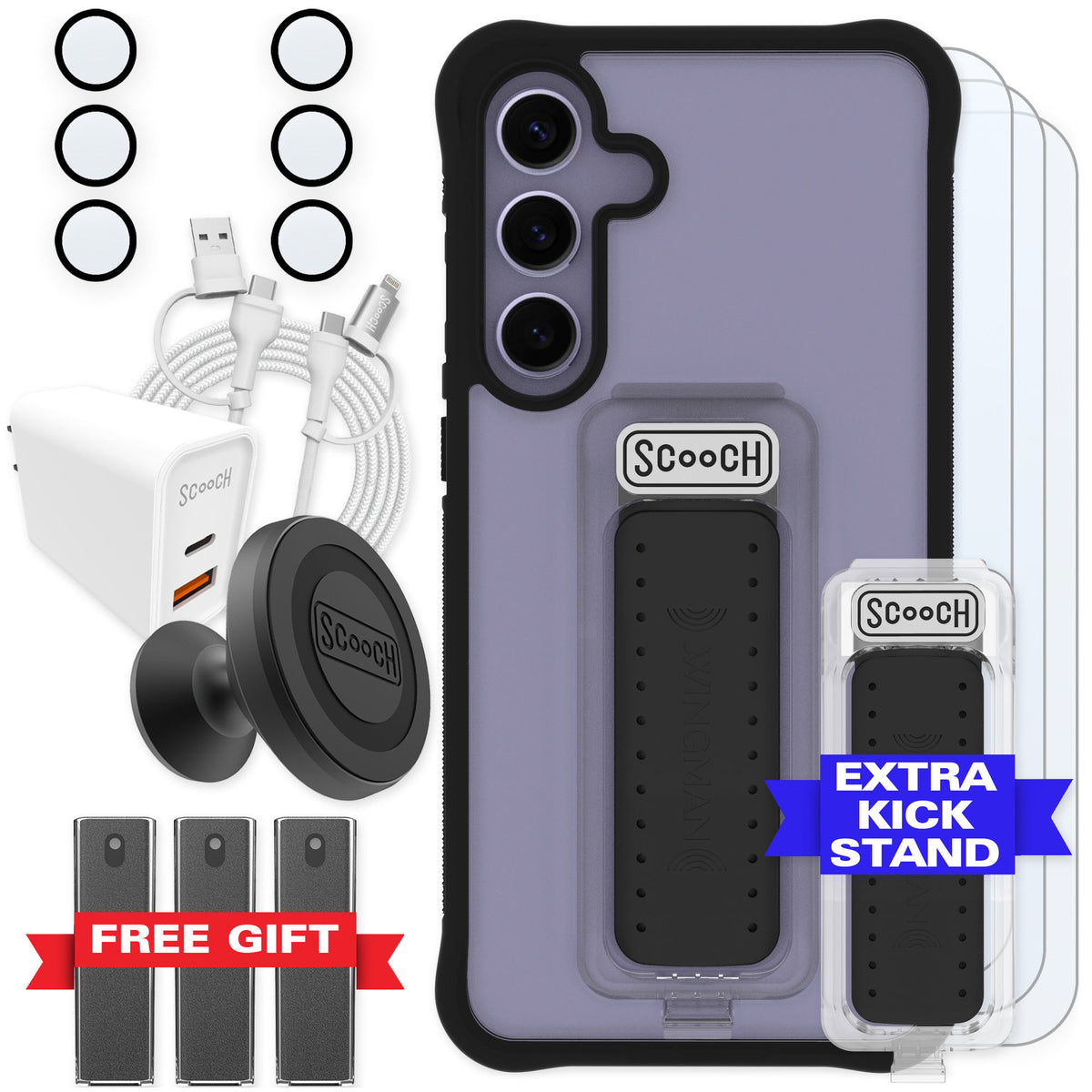 Scooch Wingman Tuxedo Clear for Galaxy S24+ — Ultimate Bundle