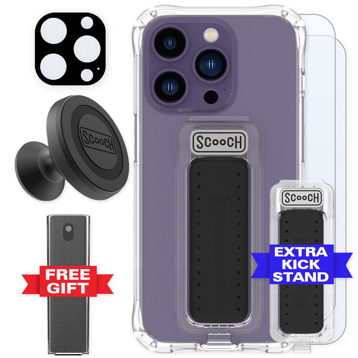 Scooch Wingman Clear for iPhone 14 Pro — Defender Bundle