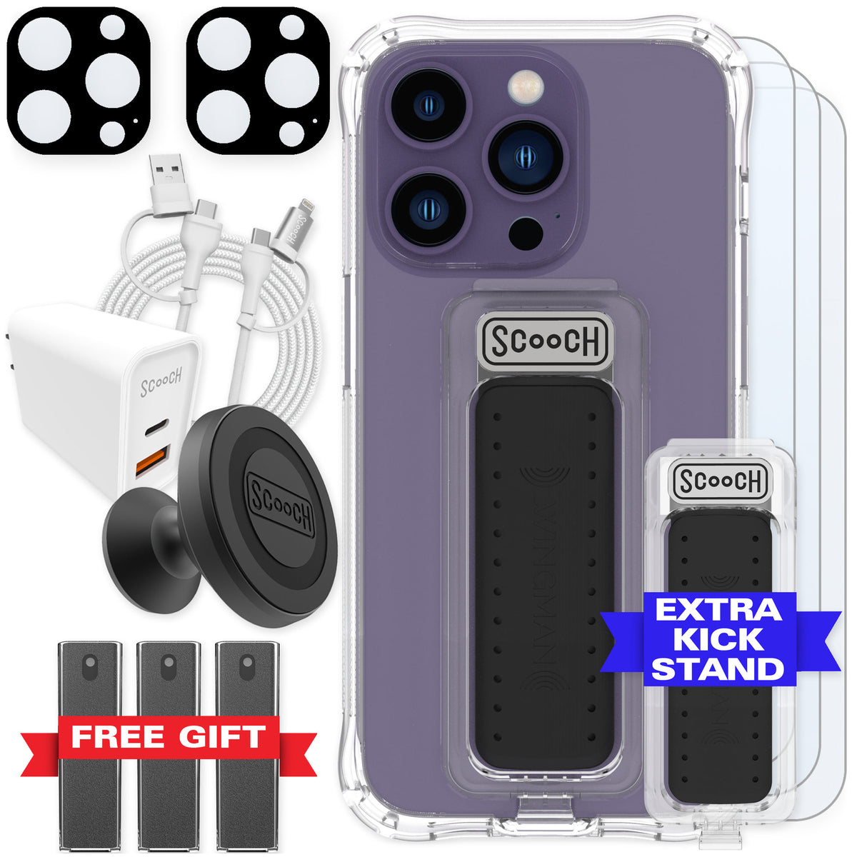 Scooch Wingman Clear for iPhone 14 Pro — Ultimate Bundle