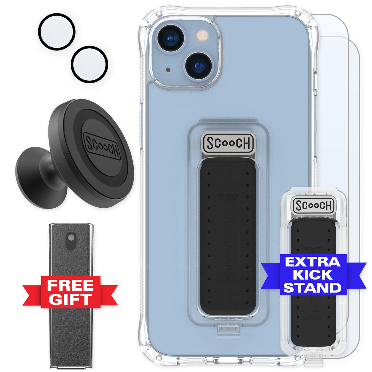 Scooch Wingman Clear for iPhone 14 Plus — Defender Bundle