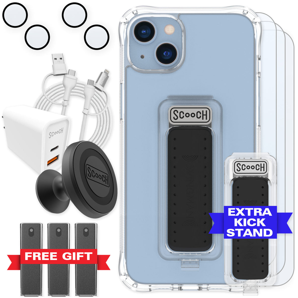 Scooch Wingman Clear for iPhone 14 Plus — Ultimate Bundle