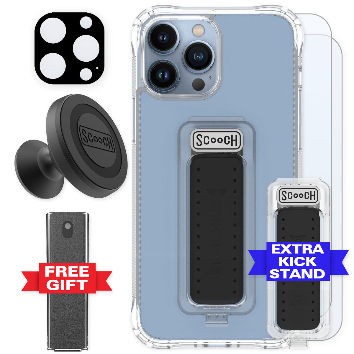Scooch Wingman Clear for iPhone 13 Pro Max — Defender Bundle