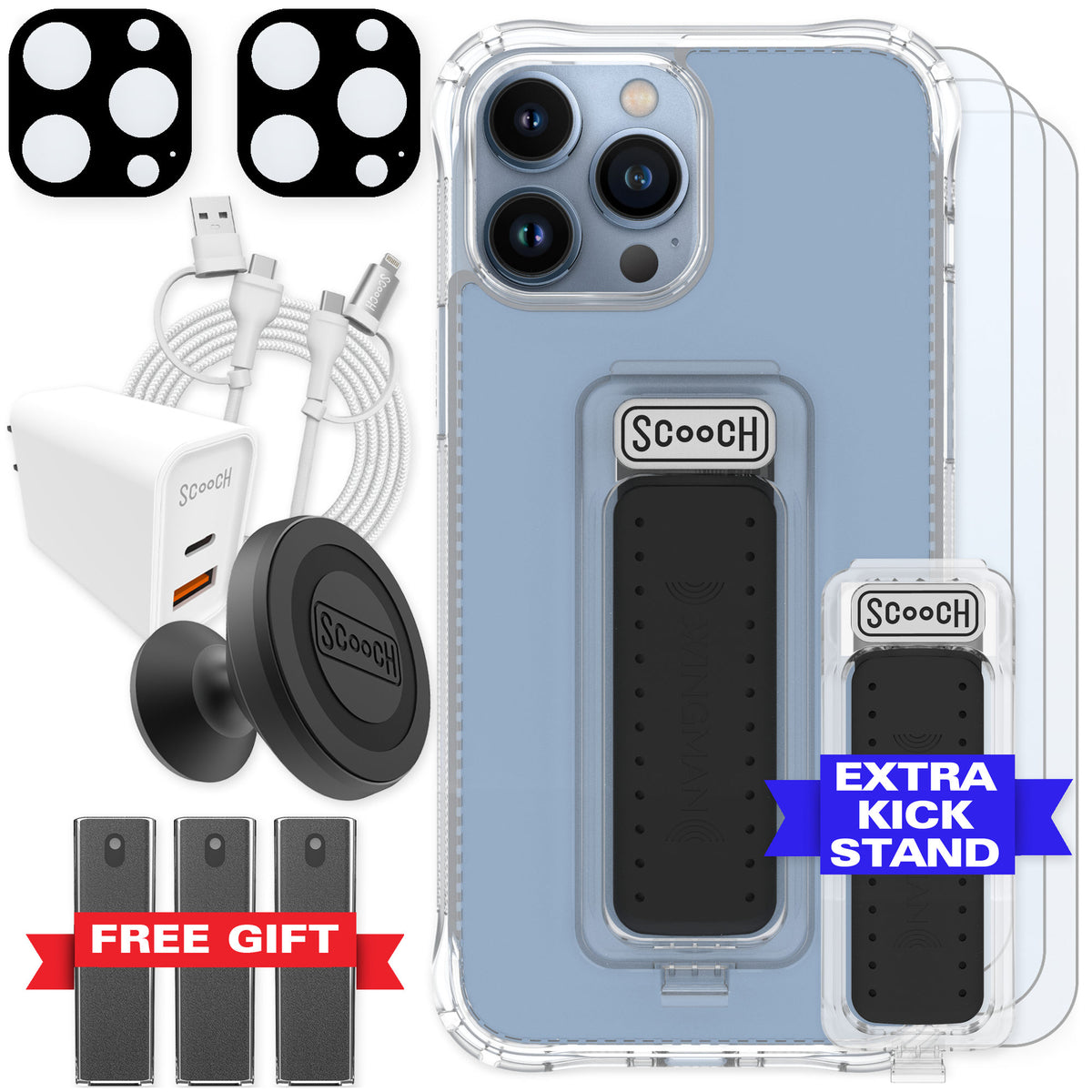 Scooch Wingman Clear for iPhone 13 Pro Max — Ultimate Bundle