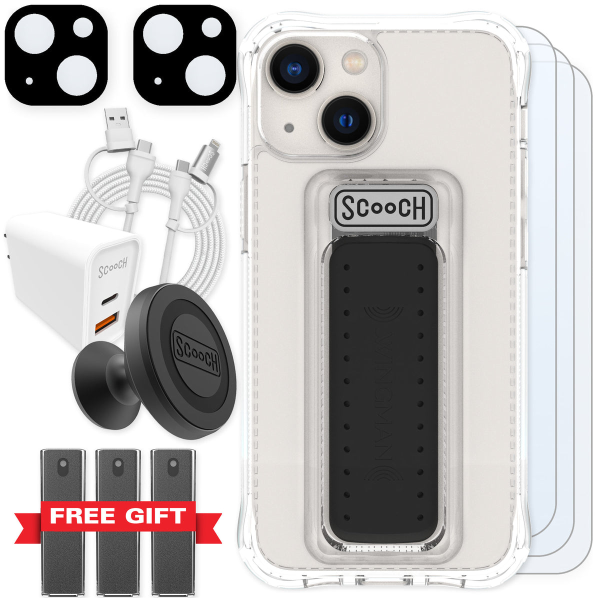 Scooch Wingman Clear for iPhone 13 mini — Ultimate Bundle