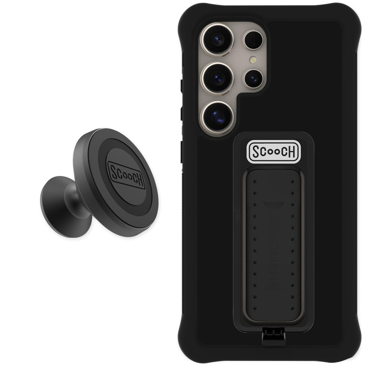 Scooch Wingman Black for Galaxy S25 Ultra — Starter Bundle