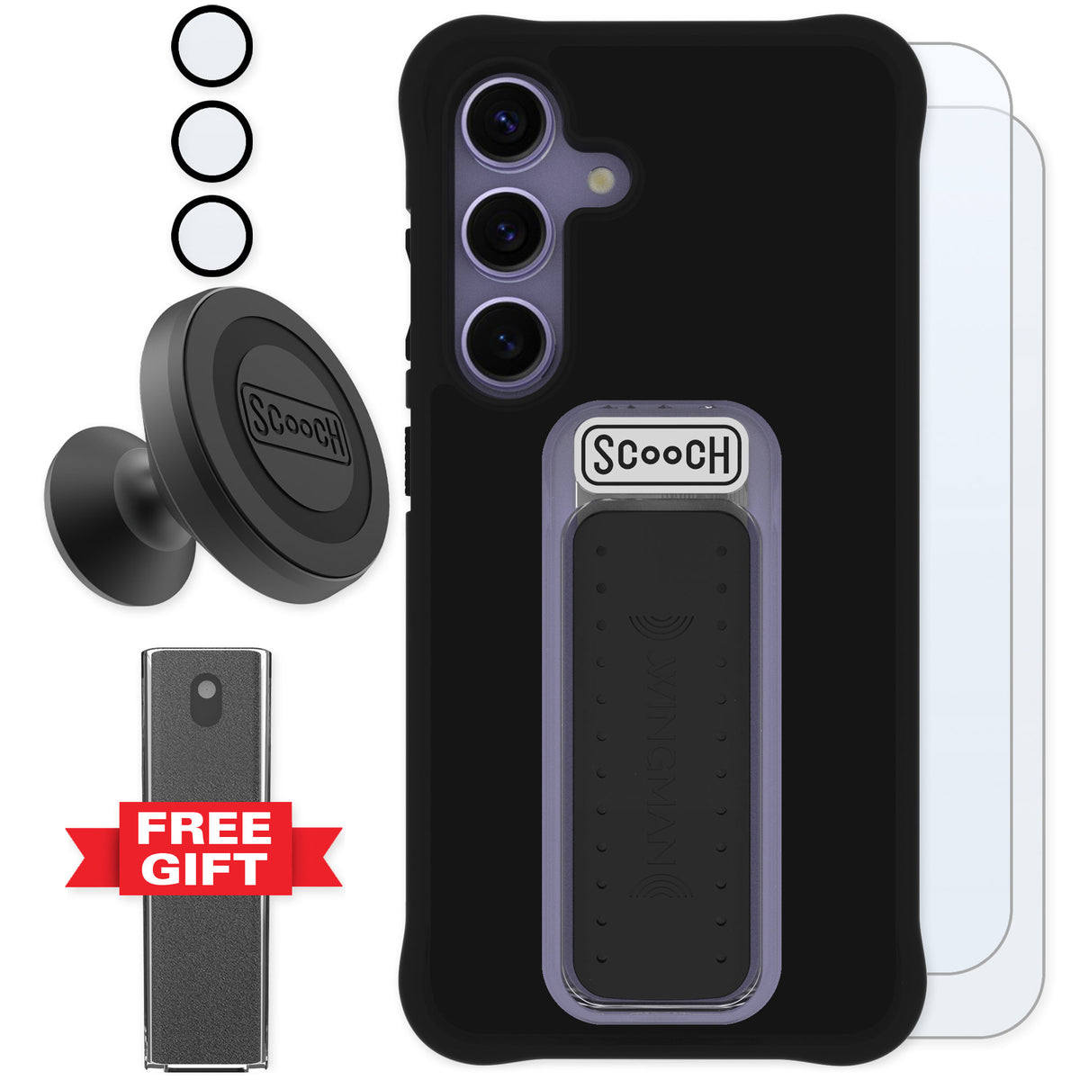 Scooch Wingman Black for Galaxy S25 — Defender Bundle