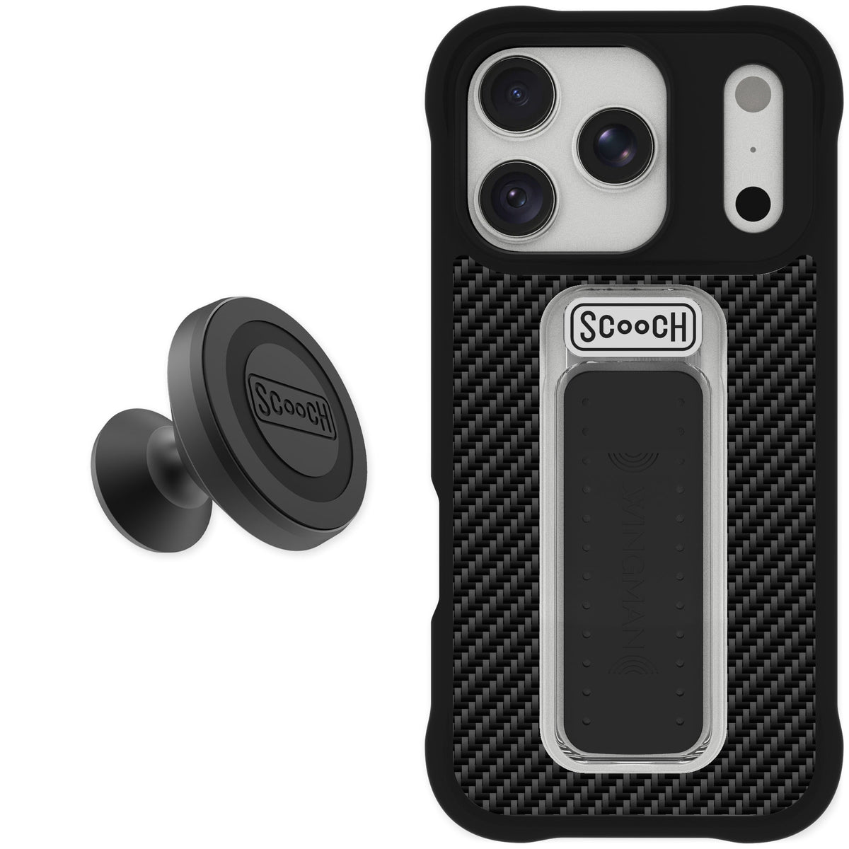 Scooch Wingman Carbon Fiber for iPhone 17 Pro — Starter Bundle