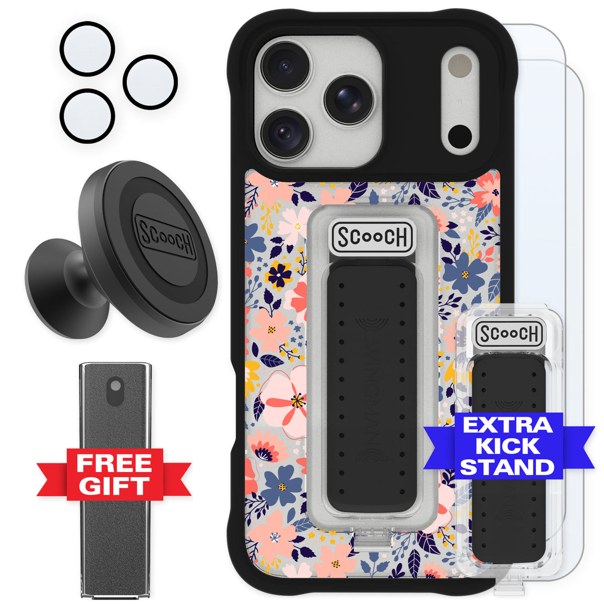 Scooch Wingman Wildflowers for iPhone 18 Pro Max — Defender Bundle