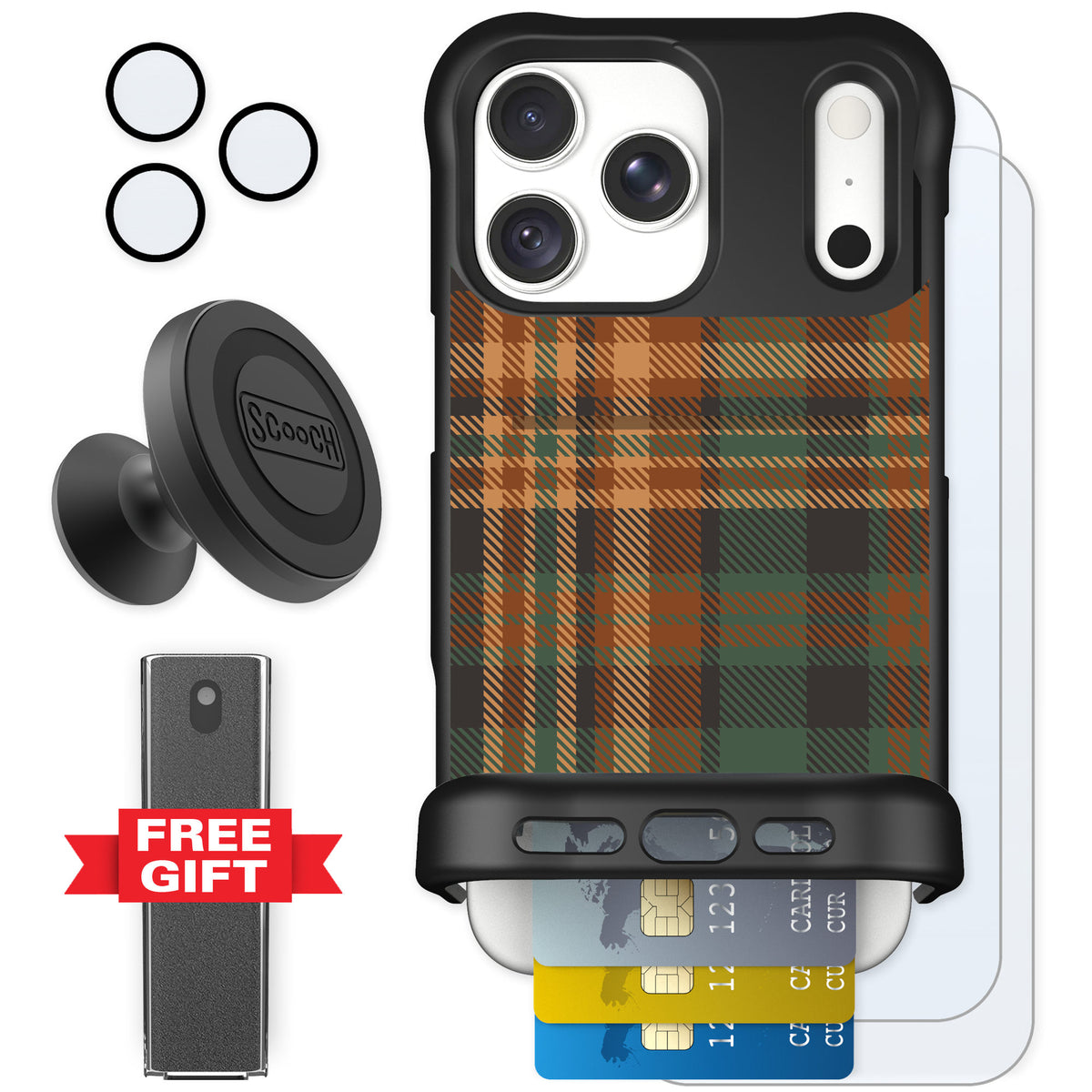 Scooch Wingmate Fall Flannel for iPhone 18 Pro Max — Defender Bundle