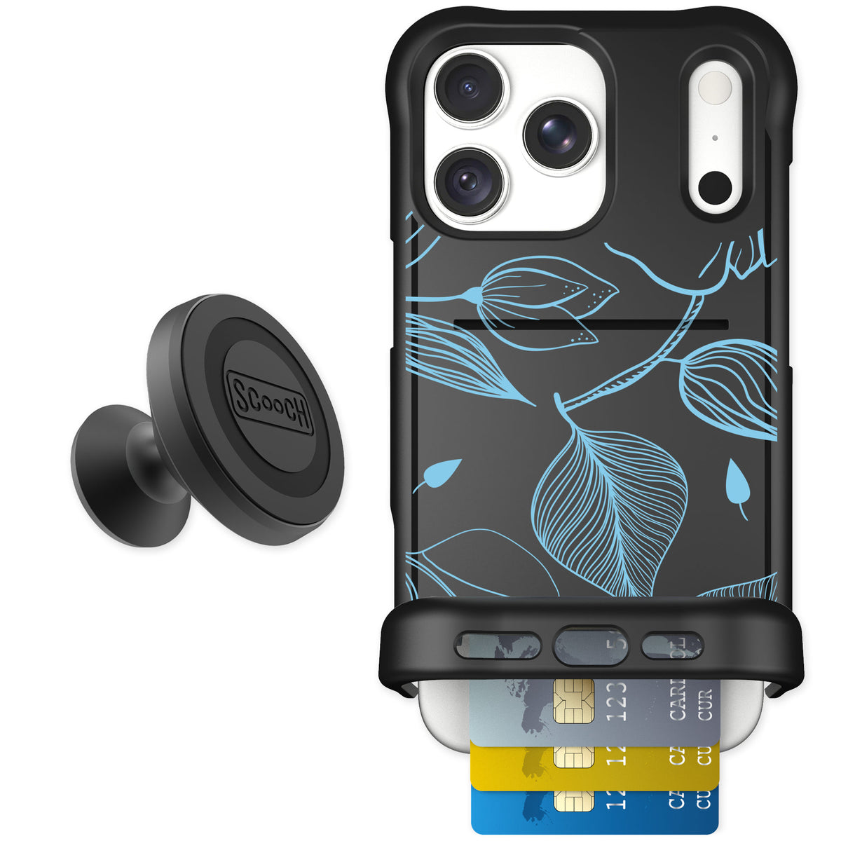 Scooch Wingmate Blue Hibiscus for iPhone 18 Pro Max — Starter Bundle