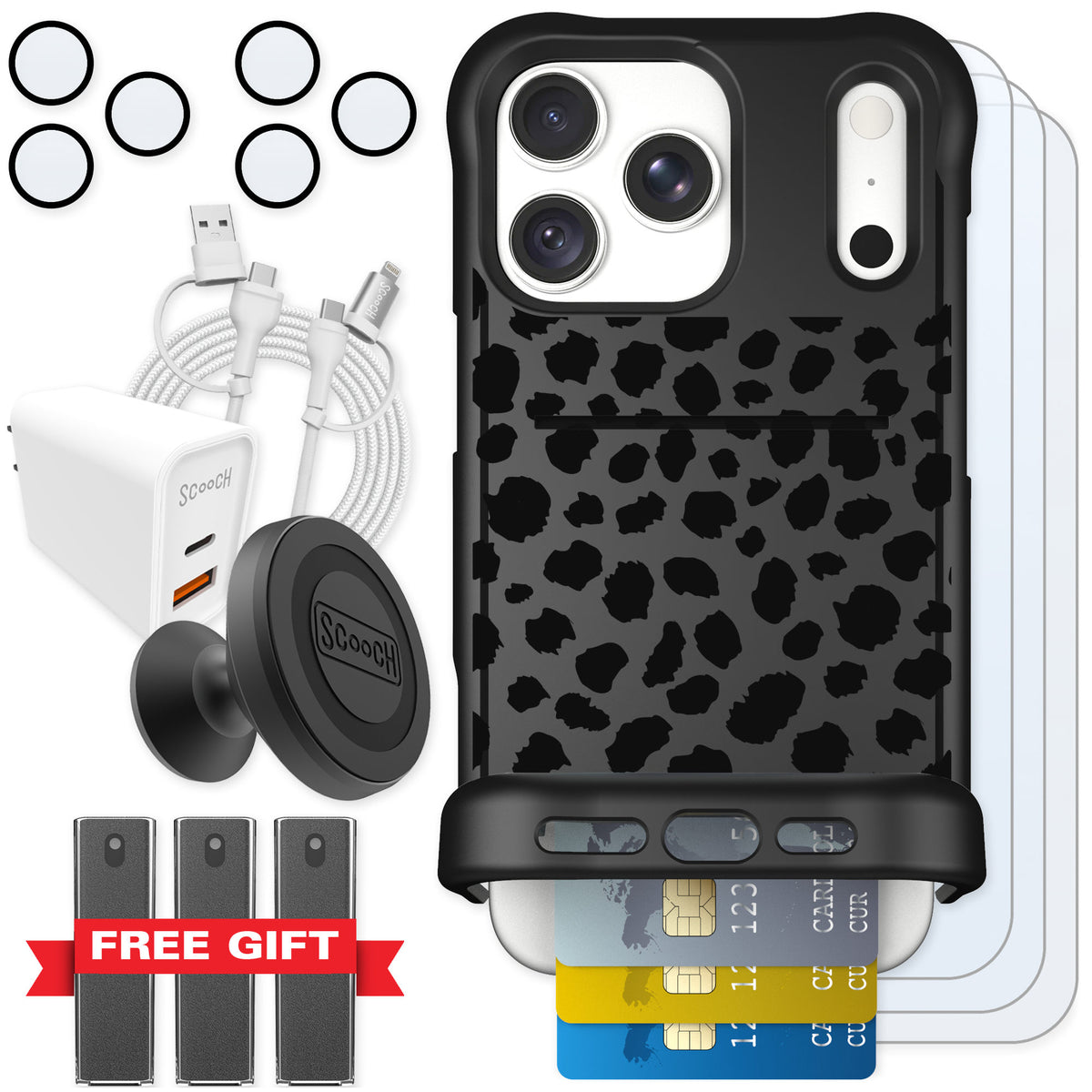 Scooch Wingmate Black Leopard for iPhone 18 Pro Max — Ultimate Bundle