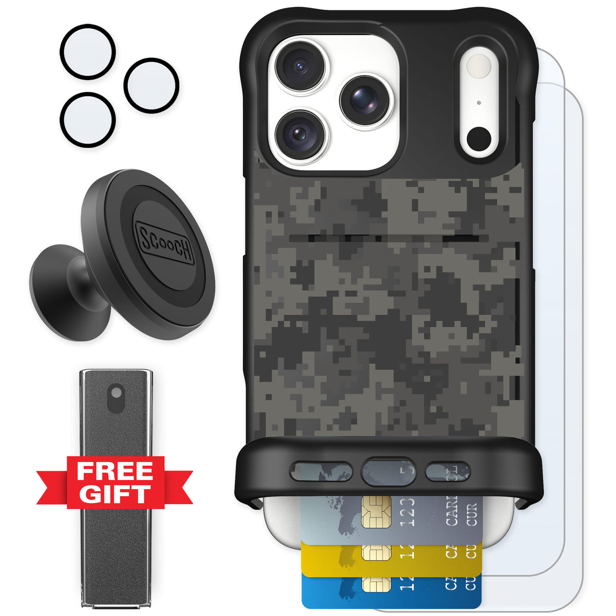 Scooch Wingmate Digi Camo for iPhone 18 Pro Max — Defender Bundle