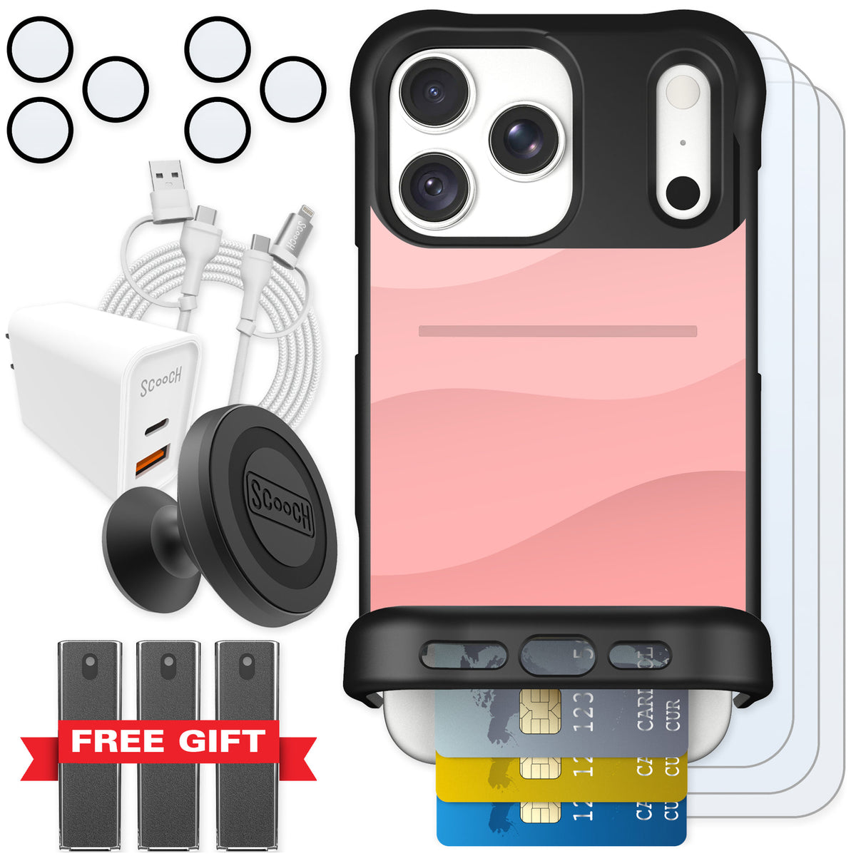 Scooch Wingmate Pink Waves for iPhone 18 Pro Max — Ultimate Bundle