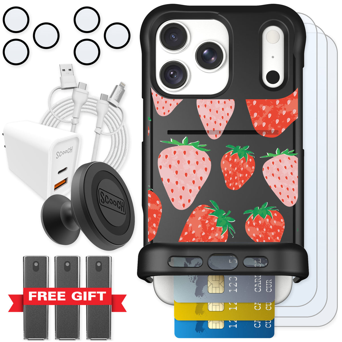 Scooch Wingmate Strawberry Fields for iPhone 18 Pro Max — Ultimate Bundle