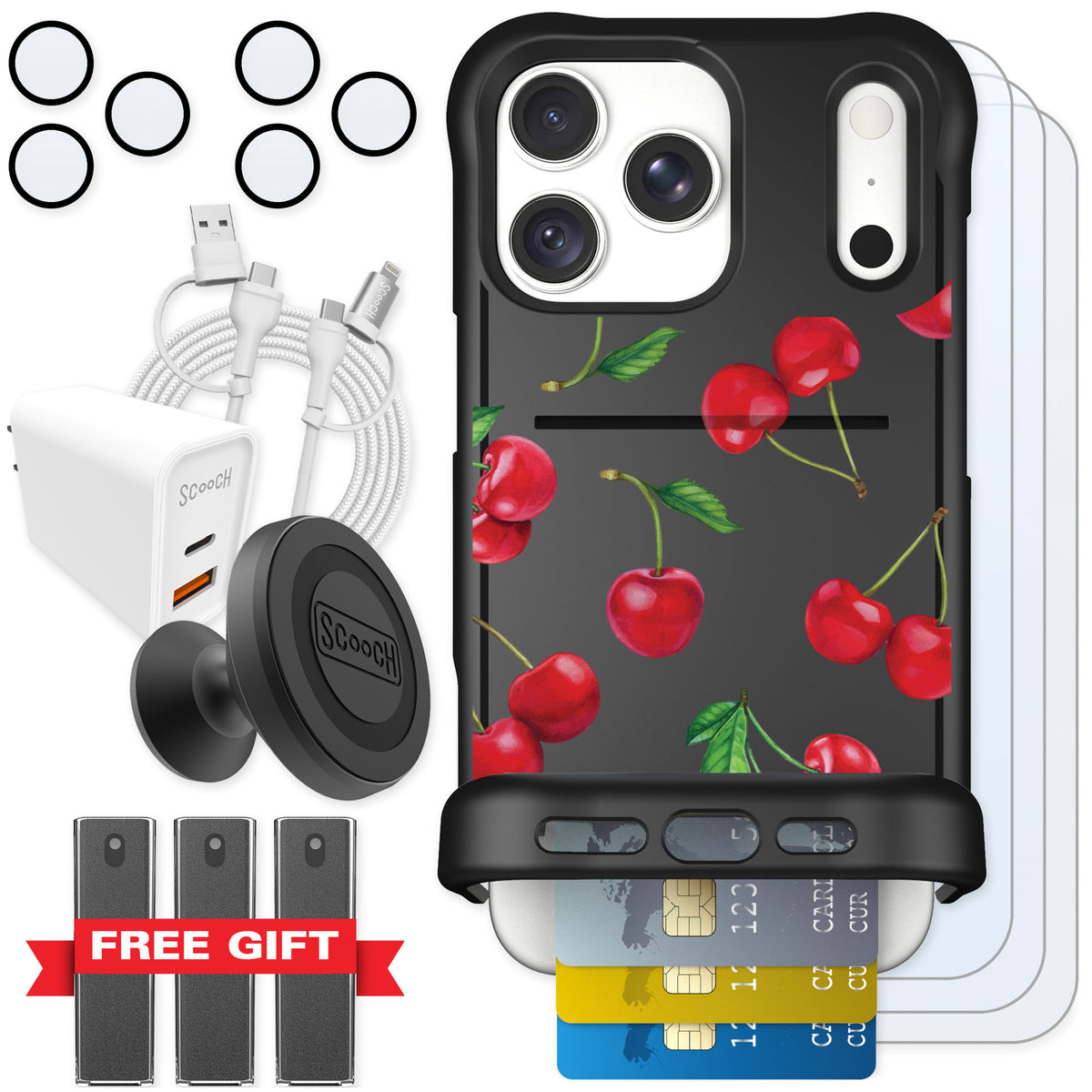 Scooch Wingmate Very Cherry for iPhone 18 Pro Max — Ultimate Bundle