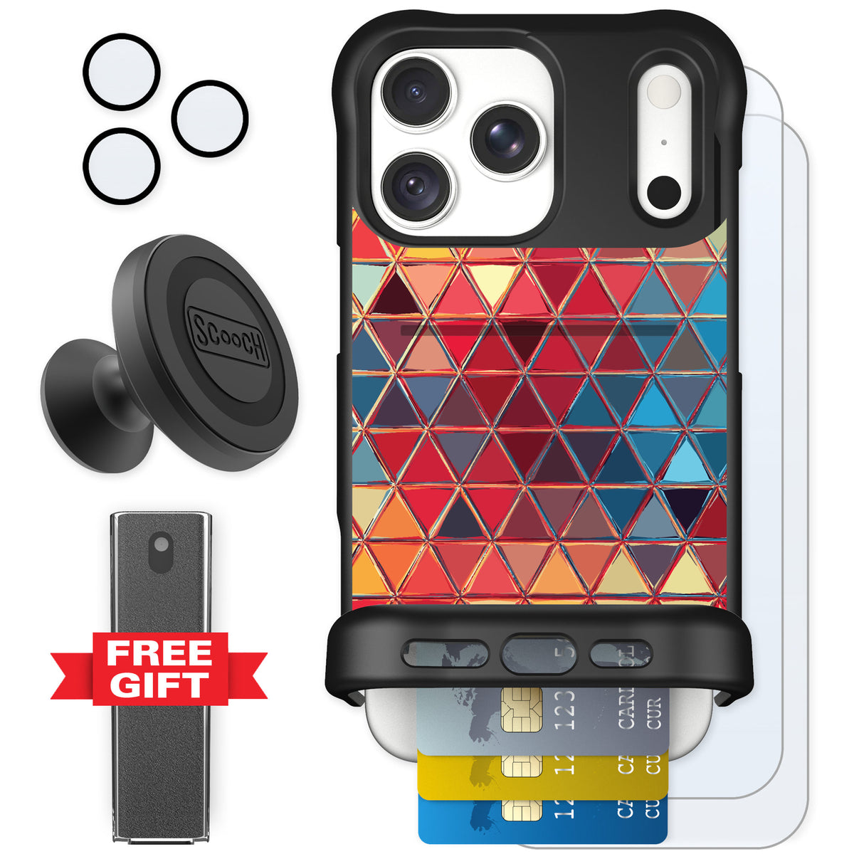 Scooch Wingmate Festive Glass for iPhone 18 Pro Max — Defender Bundle