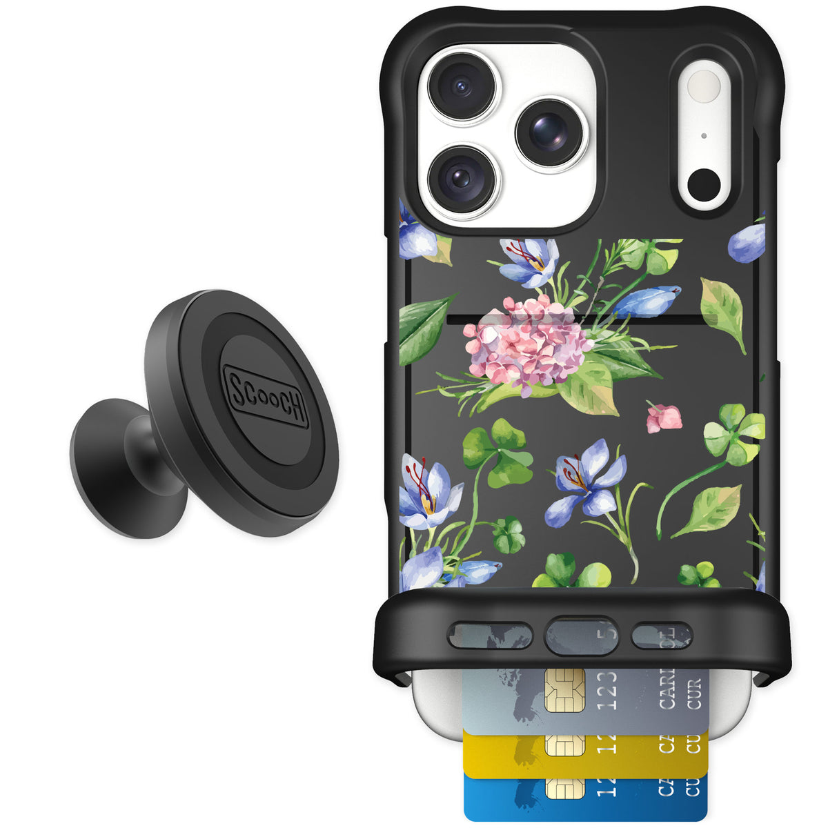 Scooch Wingmate Lucky Hydrangea for iPhone 18 Pro Max — Starter Bundle