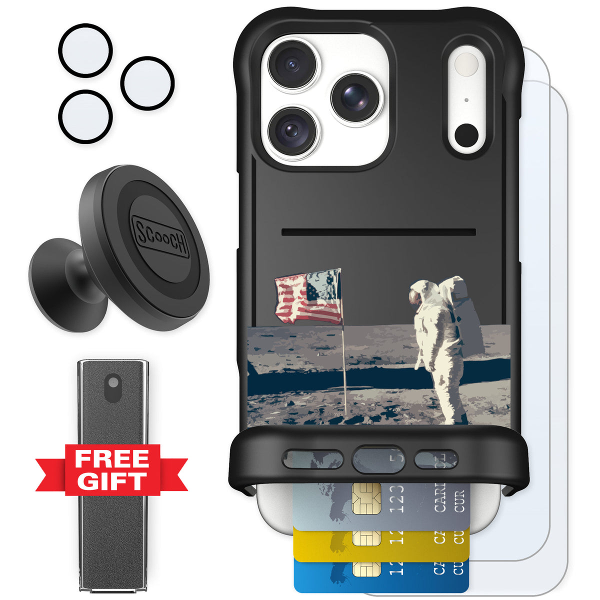 Scooch Wingmate Lunar Landing for iPhone 18 Pro Max — Defender Bundle