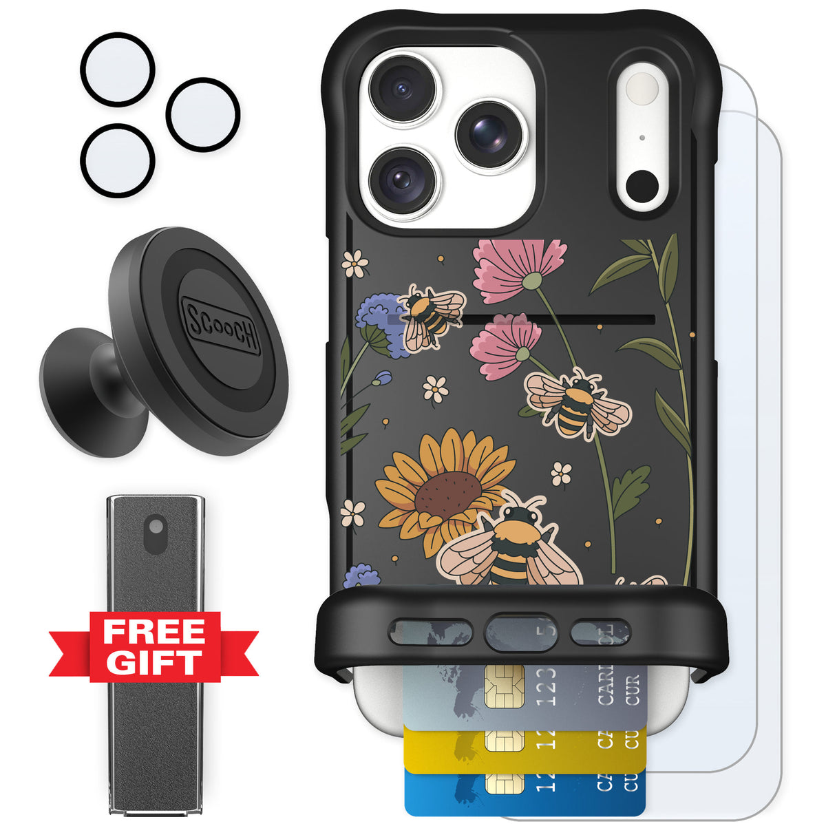 Scooch Wingmate Bee Happy for iPhone 18 Pro Max — Defender Bundle