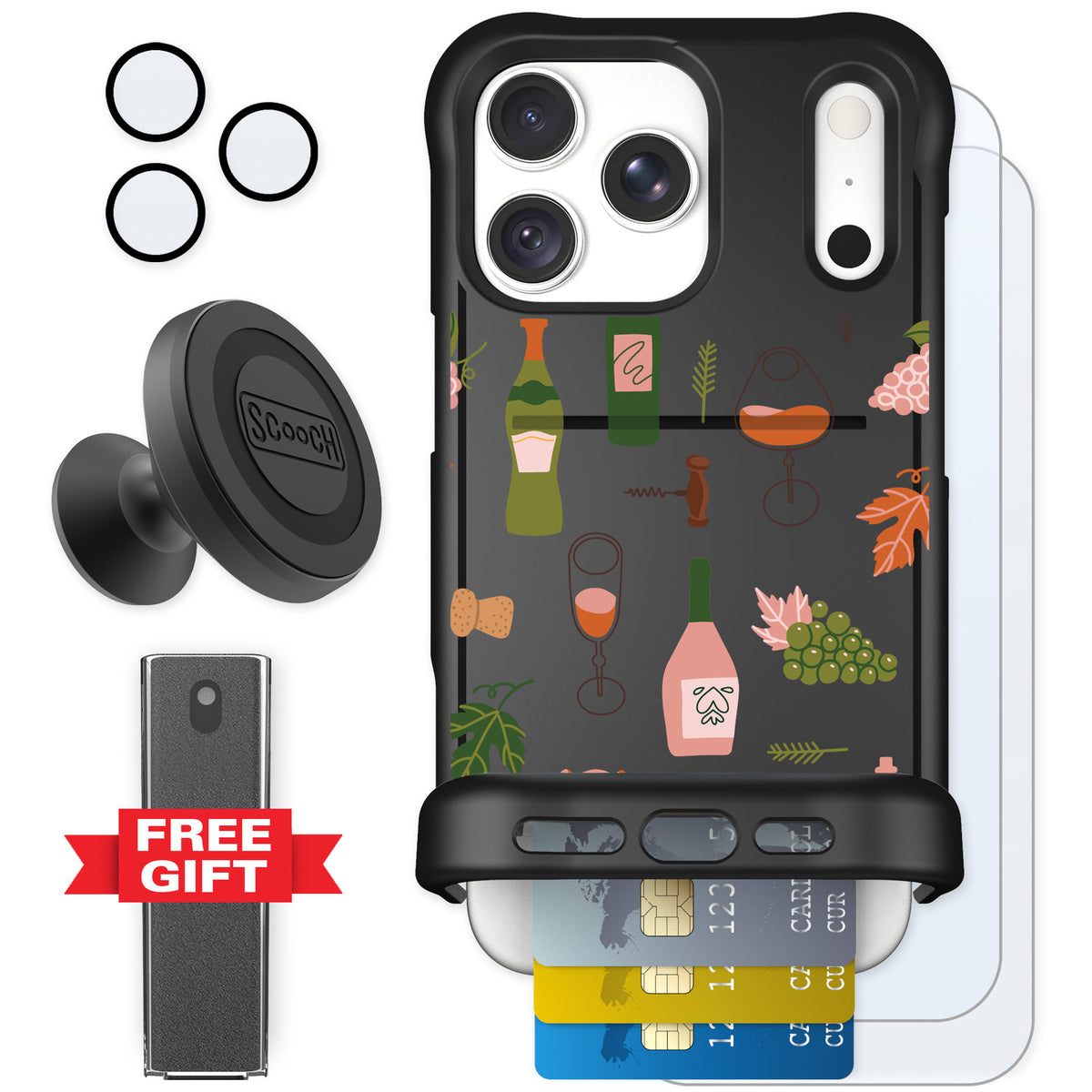 Scooch Wingmate Vino Vibes for iPhone 18 Pro Max — Defender Bundle