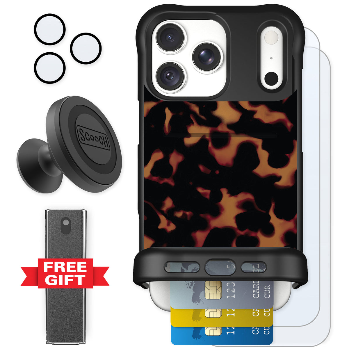 Scooch Wingmate Tortoise Shell for iPhone 18 Pro Max — Defender Bundle