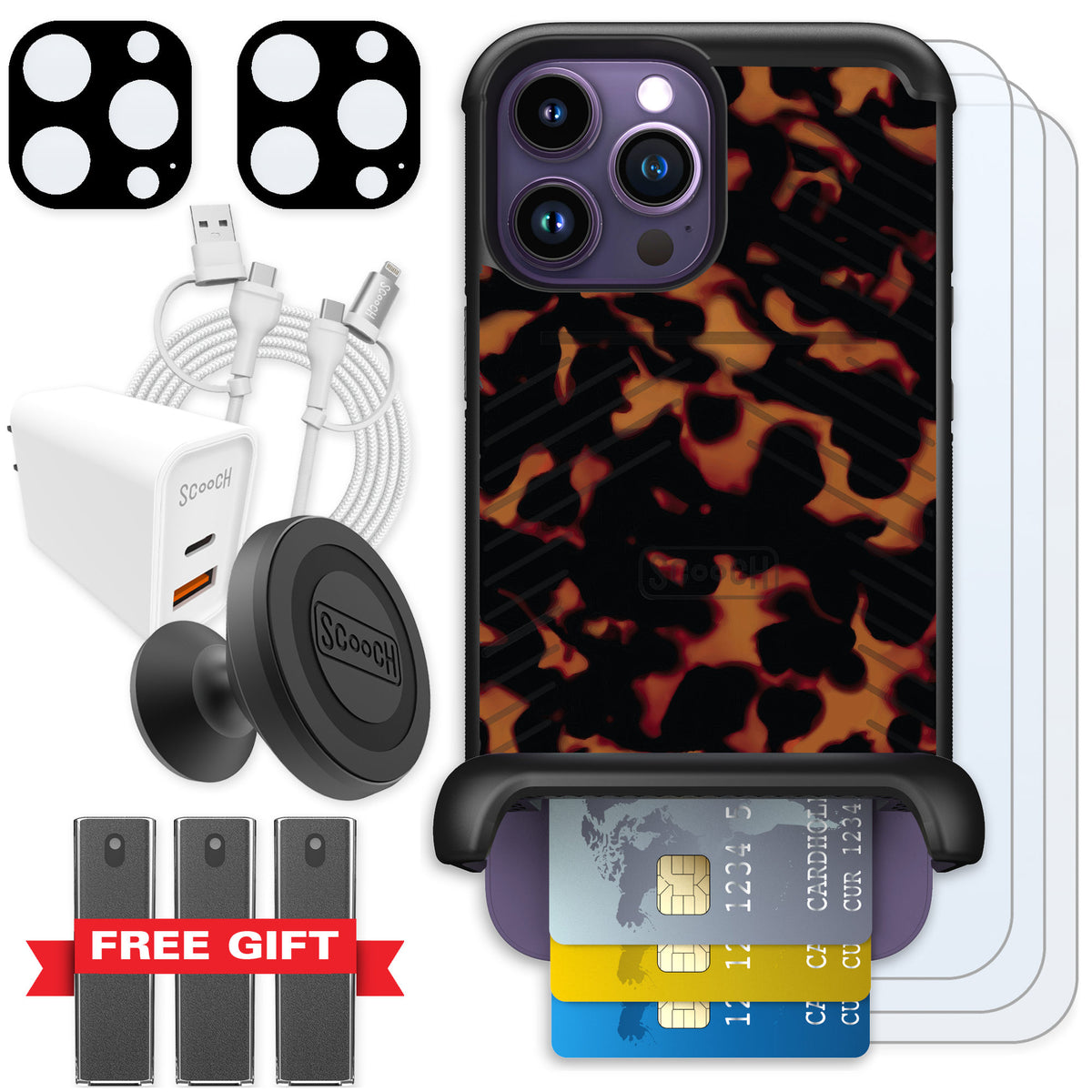 Scooch Wingmate Tortoise Shell for iPhone 14 Pro Max — Ultimate Bundle