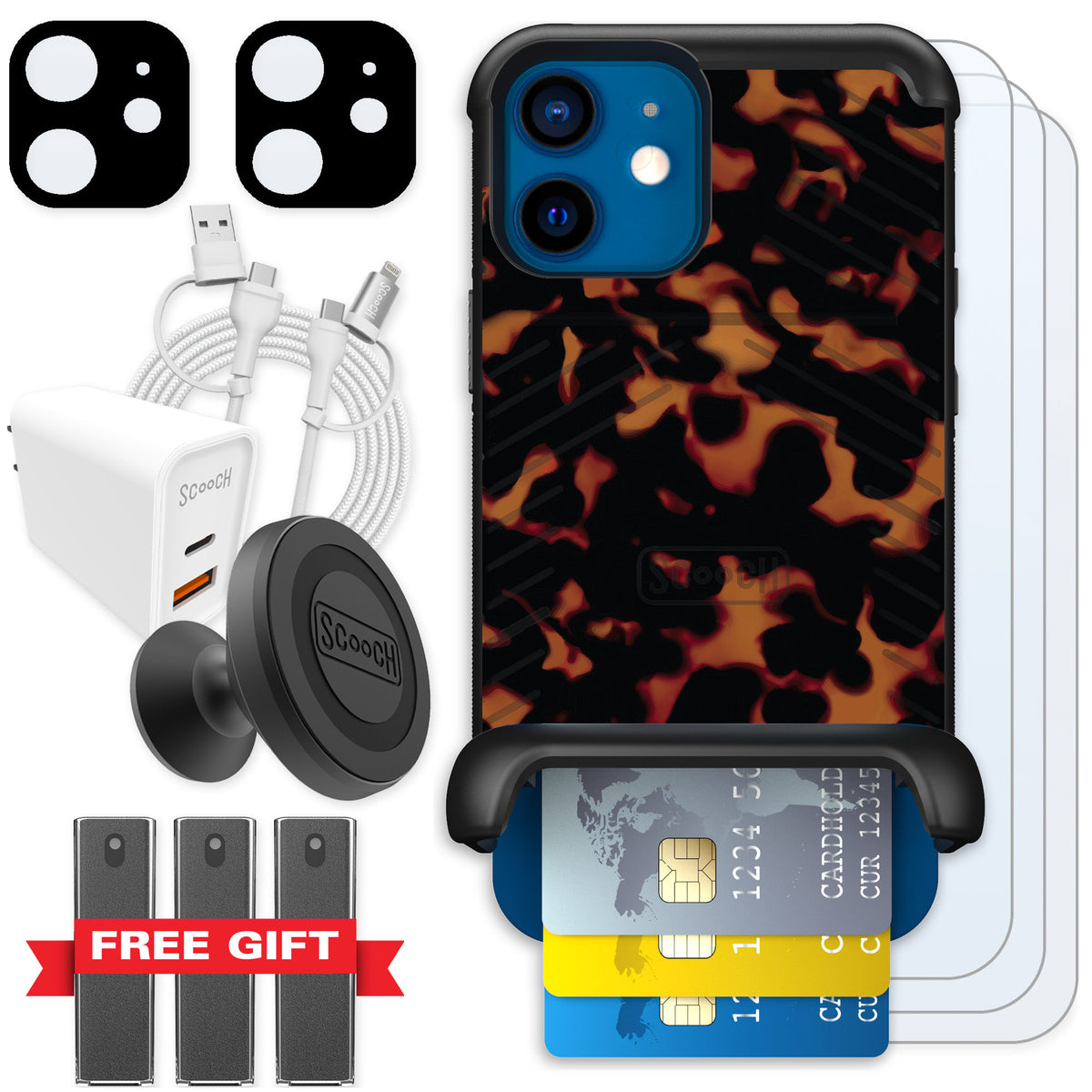 Scooch Wingmate Tortoise Shell for iPhone 12 — Ultimate Bundle