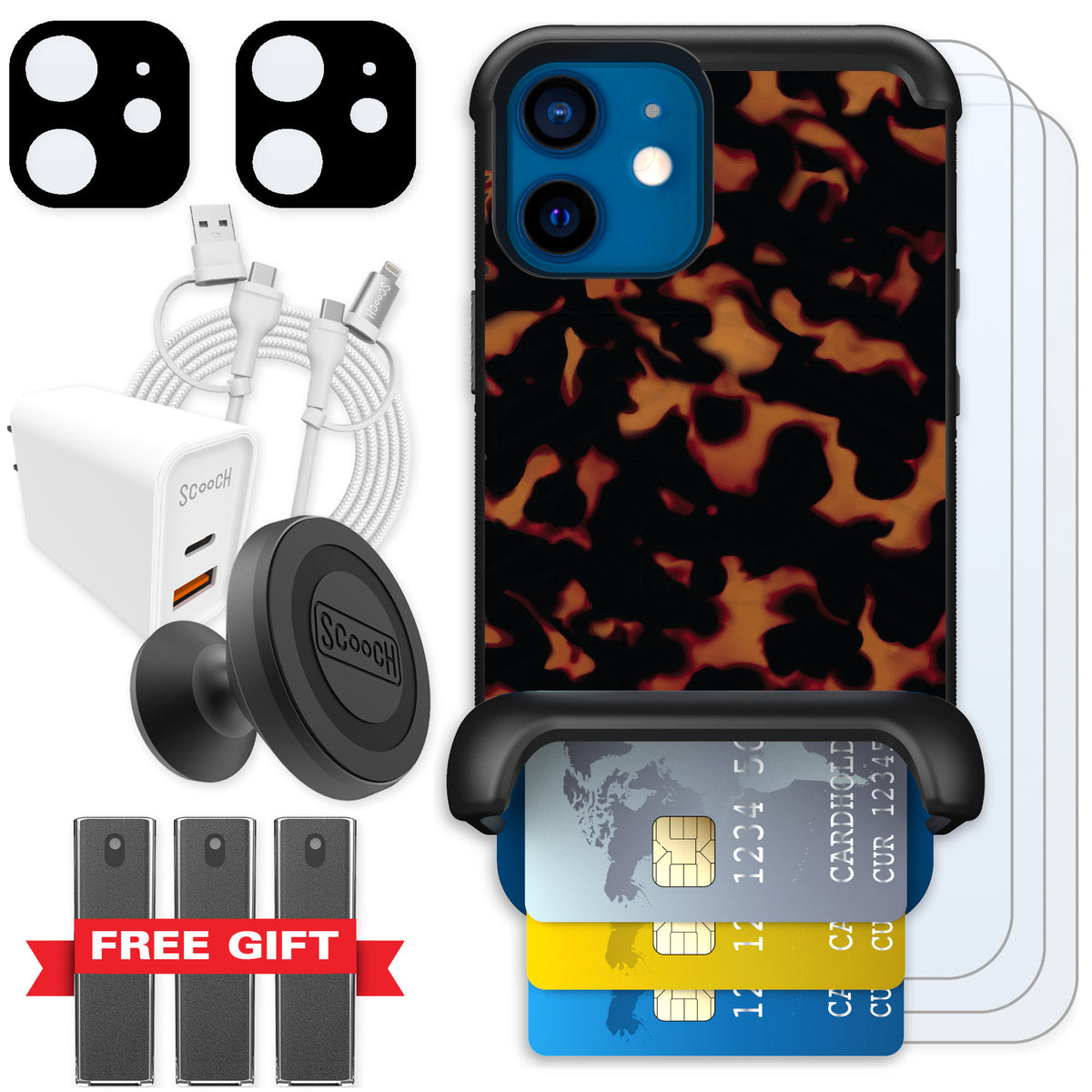 Scooch Wingmate Tortoise Shell for iPhone 12 mini — Ultimate Bundle