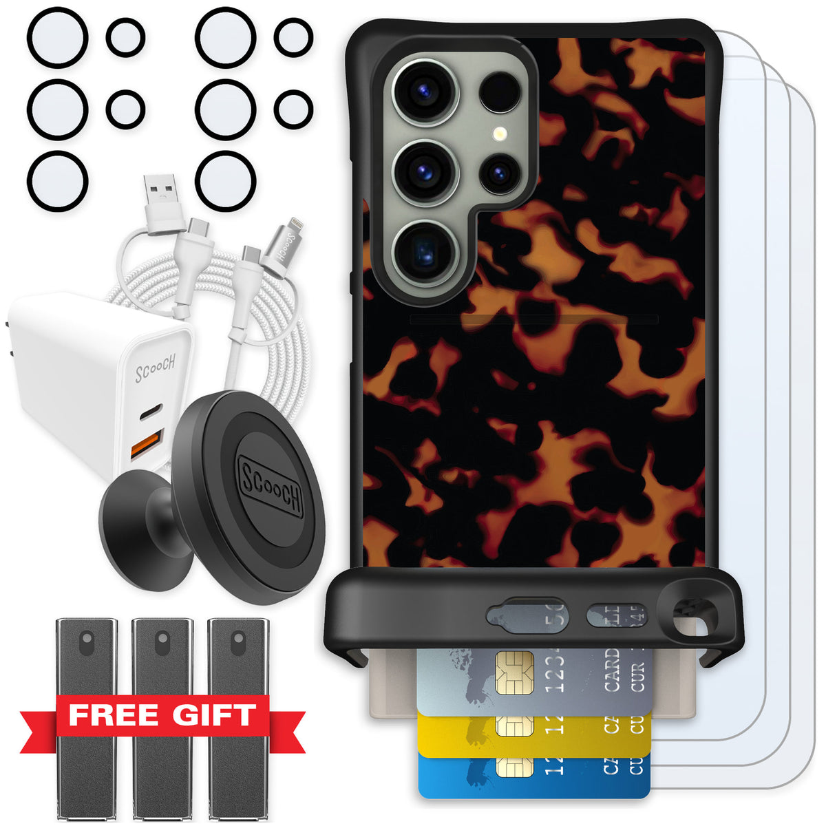 Scooch Wingmate Tortoise Shell for Galaxy S24 Ultra — Ultimate Bundle
