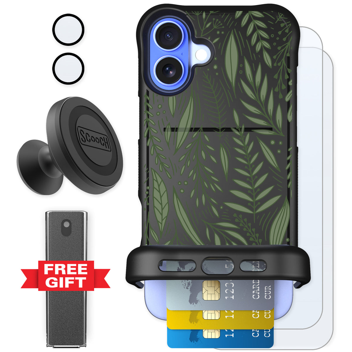 Scooch Wingmate Willow Garden for iPhone 16 Plus — Defender Bundle
