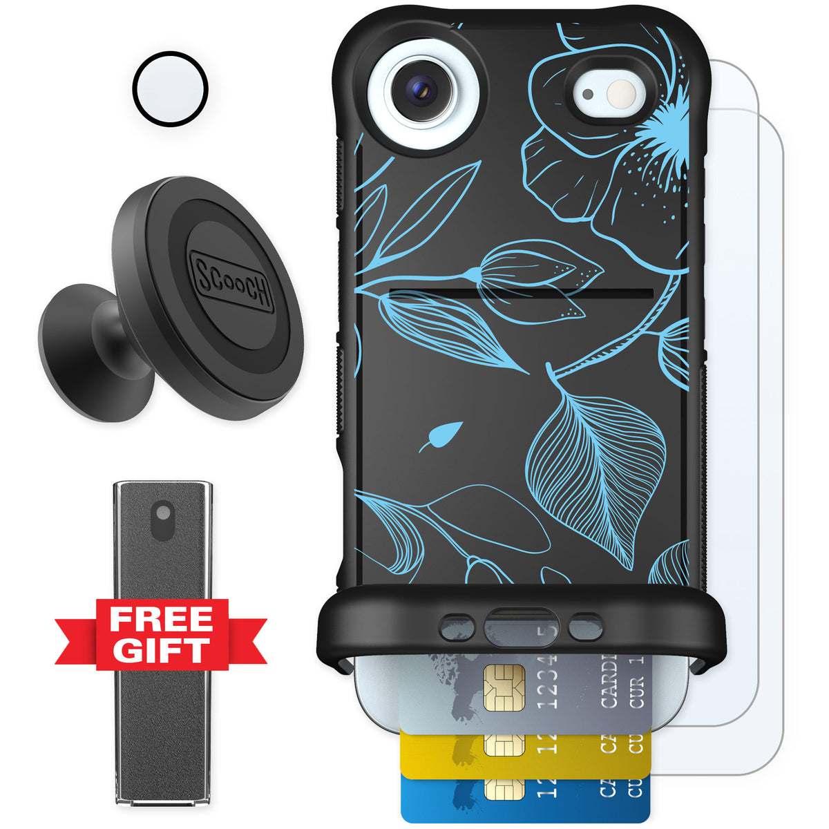 Scooch Wingmate Blue Hibiscus for iPhone Air — Defender Bundle