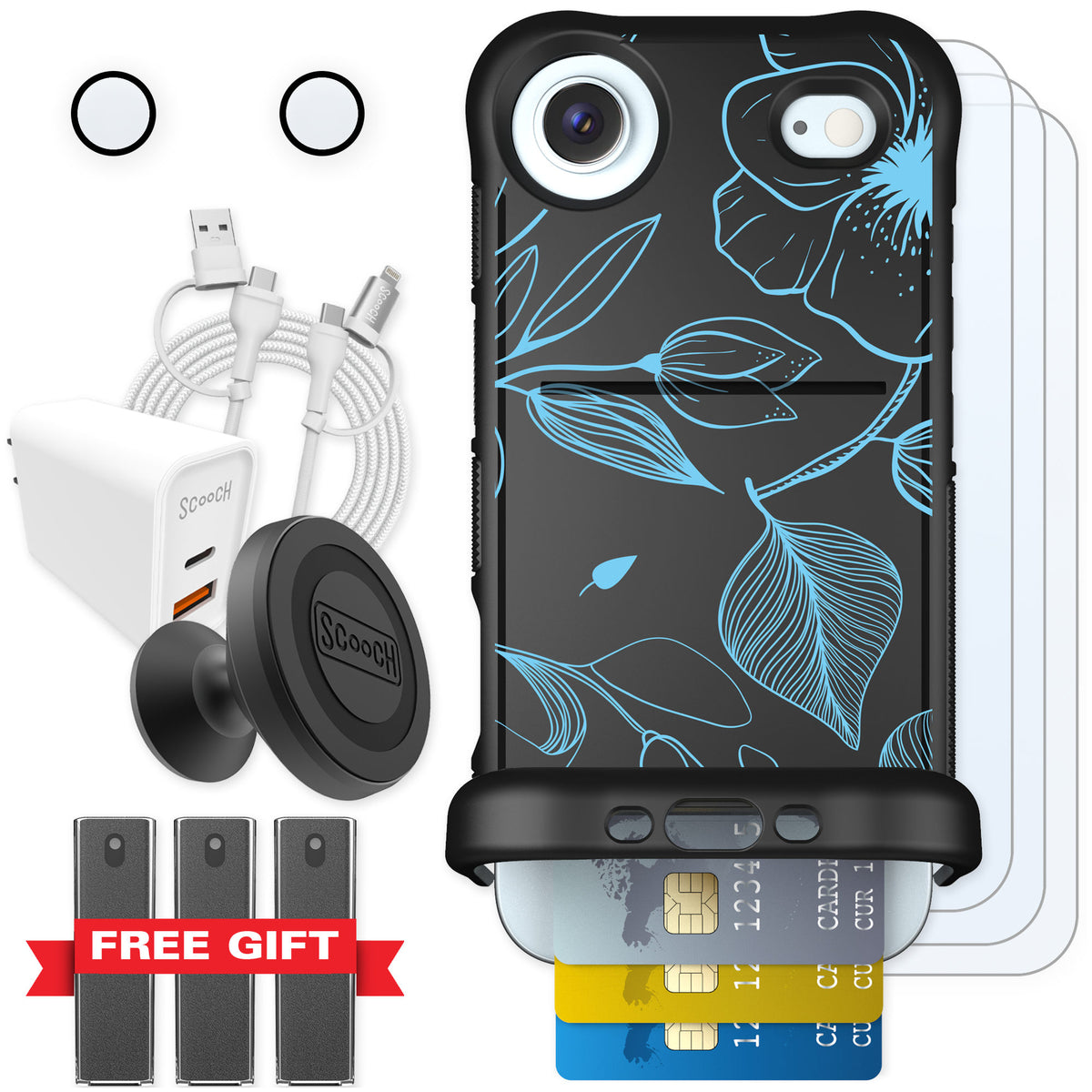 Scooch Wingmate Blue Hibiscus for iPhone Air — Ultimate Bundle