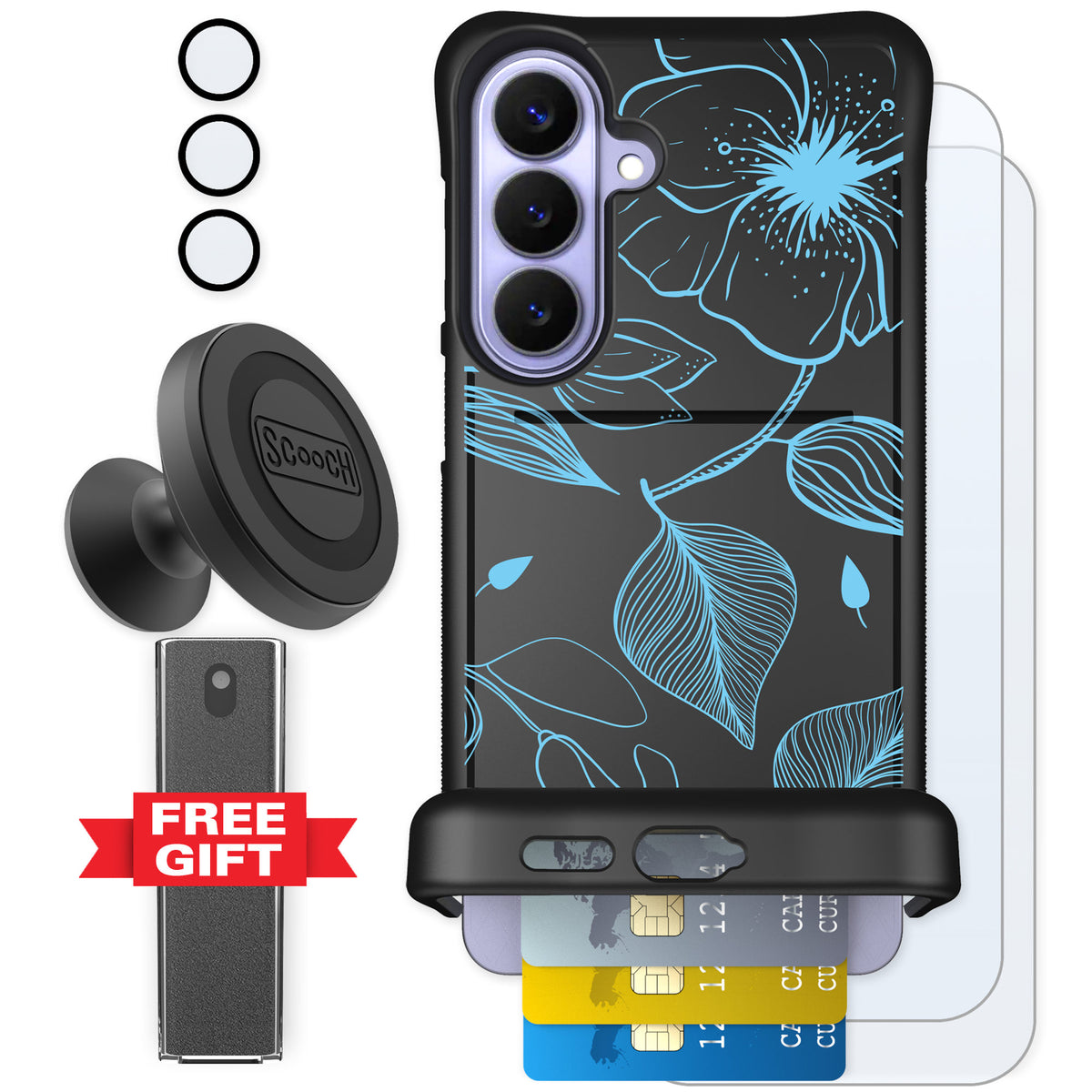 Scooch Wingmate Blue Hibiscus for Galaxy S26+ — Defender Bundle
