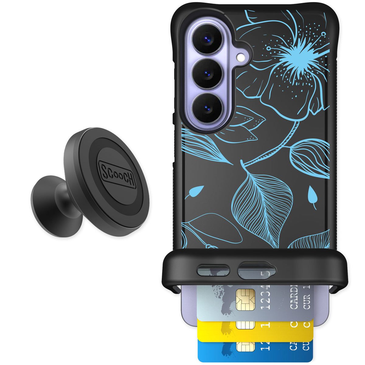 Scooch Wingmate Blue Hibiscus for Galaxy S26 — Starter Bundle