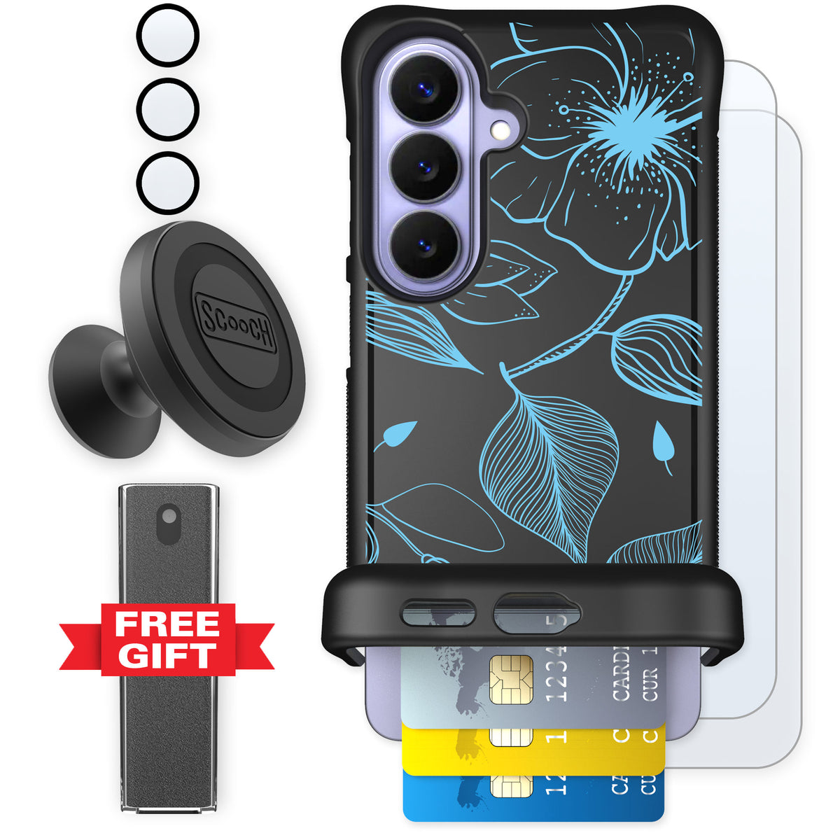 Scooch Wingmate Blue Hibiscus for Galaxy S26 — Defender Bundle