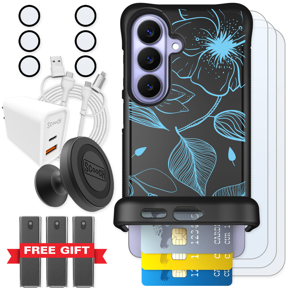 Scooch Wingmate Blue Hibiscus for Galaxy S26 — Ultimate Bundle