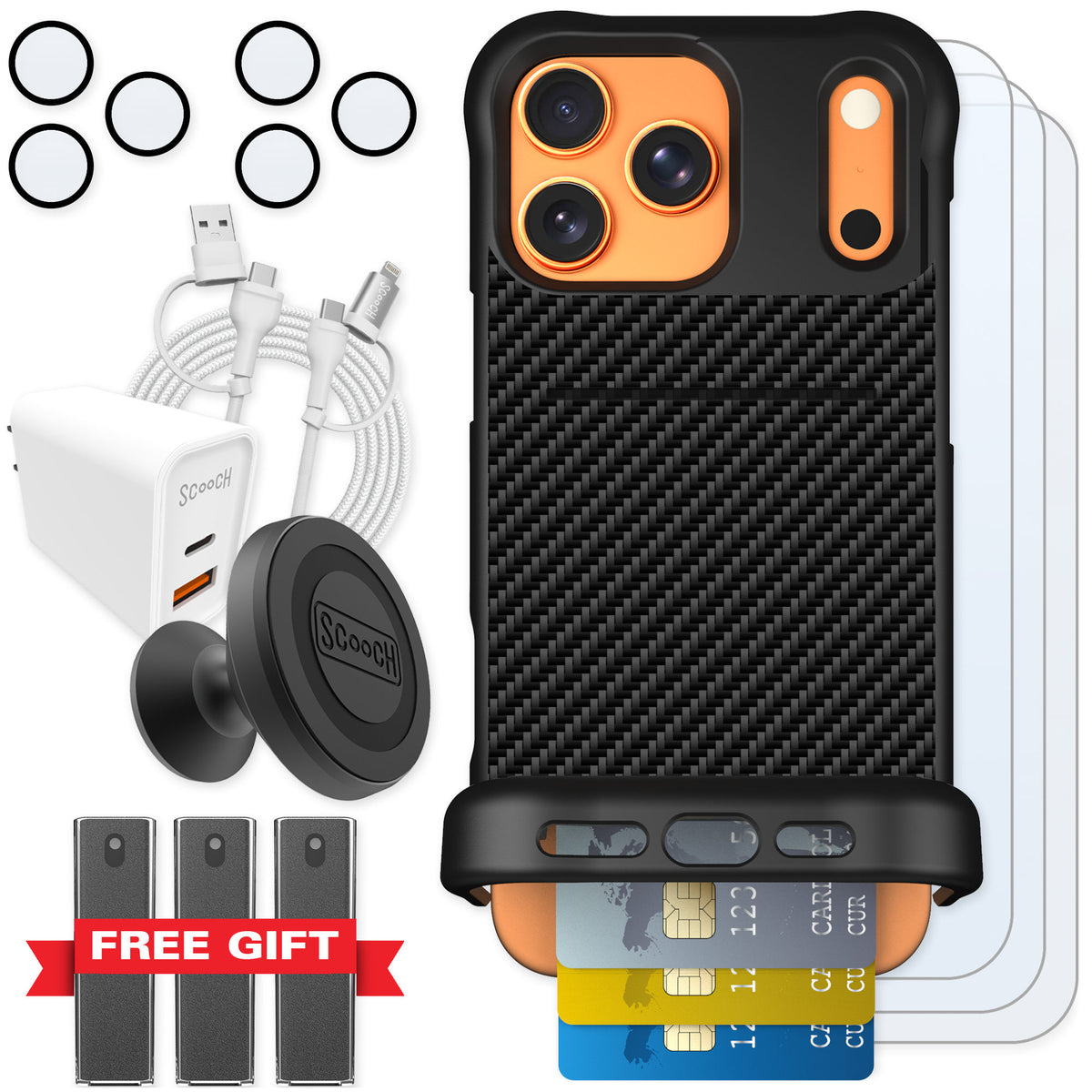 Scooch Wingmate Carbon Fiber for iPhone 17 Pro Max — Ultimate Bundle