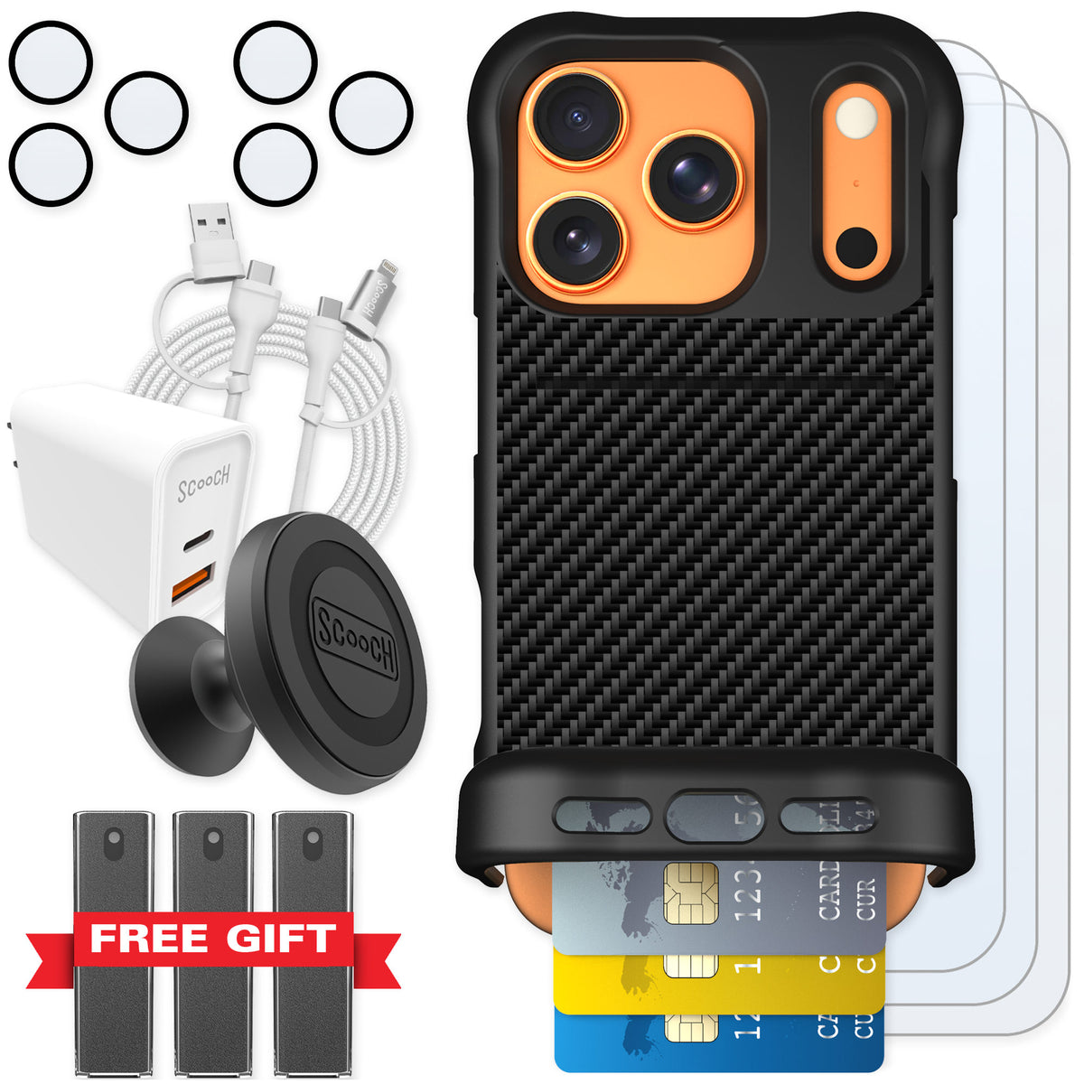 Scooch Wingmate Carbon Fiber for iPhone 17 Pro — Ultimate Bundle