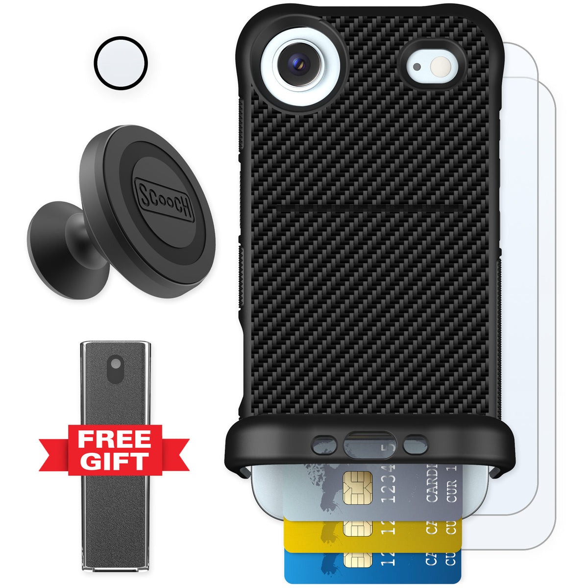 Scooch Wingmate Carbon Fiber for iPhone Air — Defender Bundle